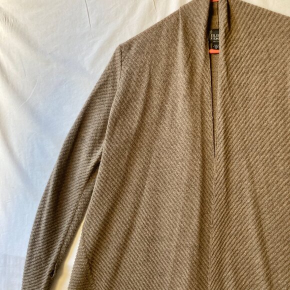 Eileen Fisher Italian Wool Womens Tan PS Sweater Lagenlook Duster Open Cardigan - Picture 4 of 16